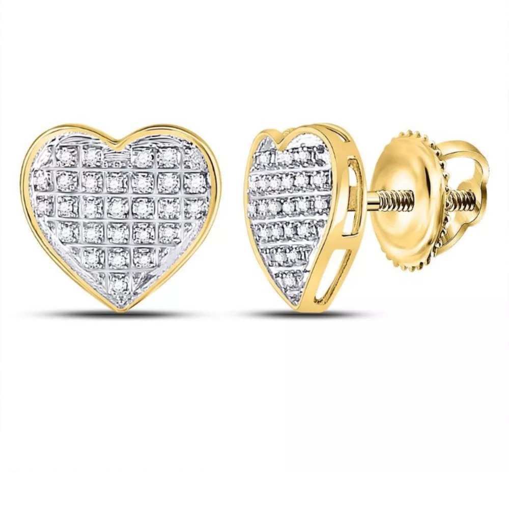 10k Yellow Gold Womens Diamond Earrings 1/6 Cttw